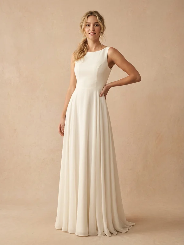 Maribella — Ivory Lightweight Destination Wedding Dress with Flutter Sleeves - 1