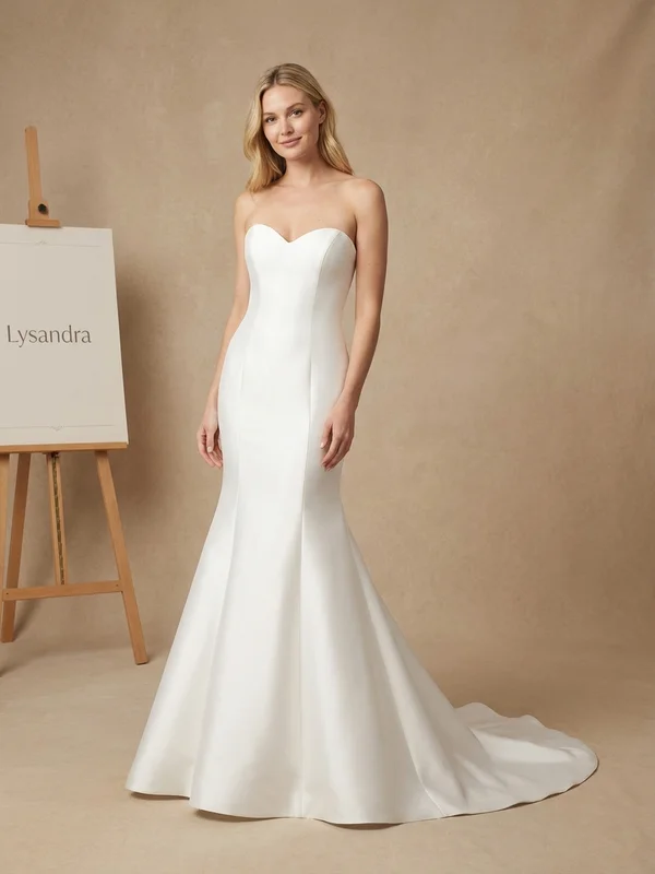 Lysandra — White Embroidered Mermaid Wedding Gown with Beaded Accents - 1