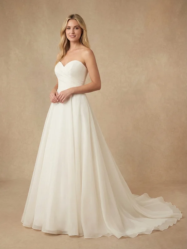 Celestine — Ivory Organza A-Line Wedding Dress with Cascading Ruffles - 1