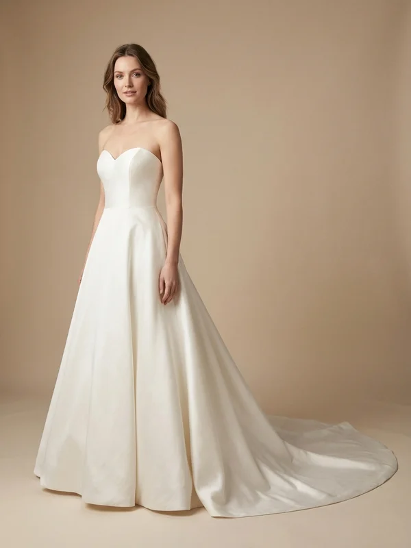 Celeste — Ivory Mikado Petite Wedding Dress with Sculpted Bodice - 1