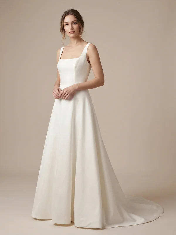 Florence — Ivory Mikado Wedding Dress with Hidden Pockets - 1