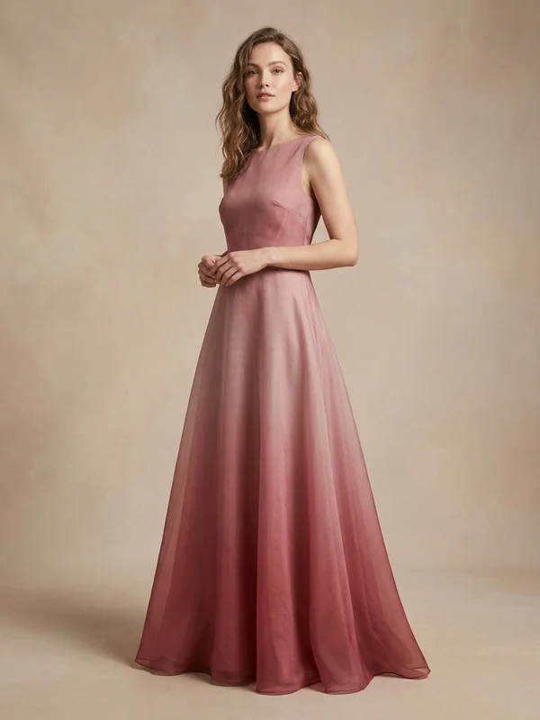 Rosalind — Pink Organza A-Line Wedding Dress with Flutter Sleeves - 1