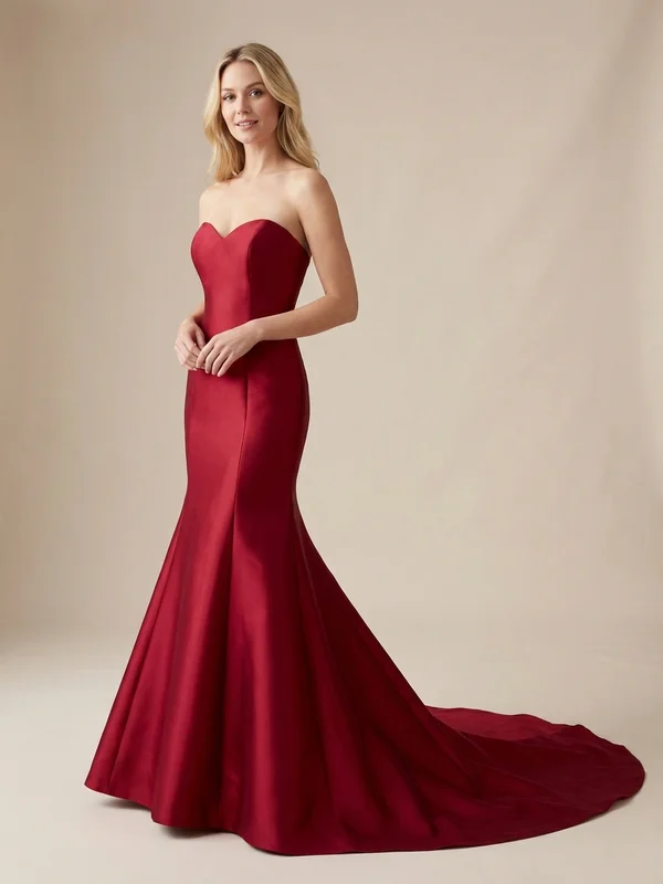 Valentina — Red Satin Mermaid Wedding Dress with Sweetheart Neckline - 1