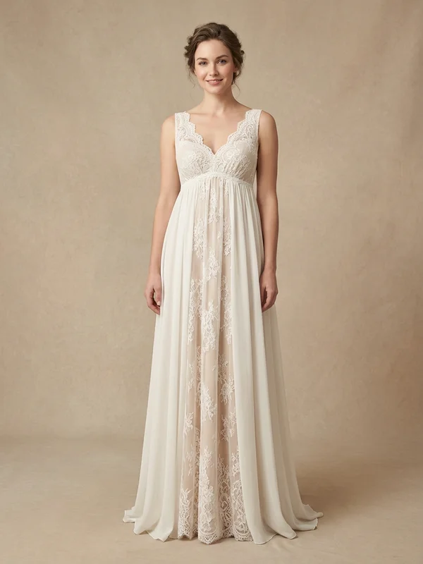 Beatrice — Ivory Lace Boho Wedding Dress with Bell Sleeves - 1