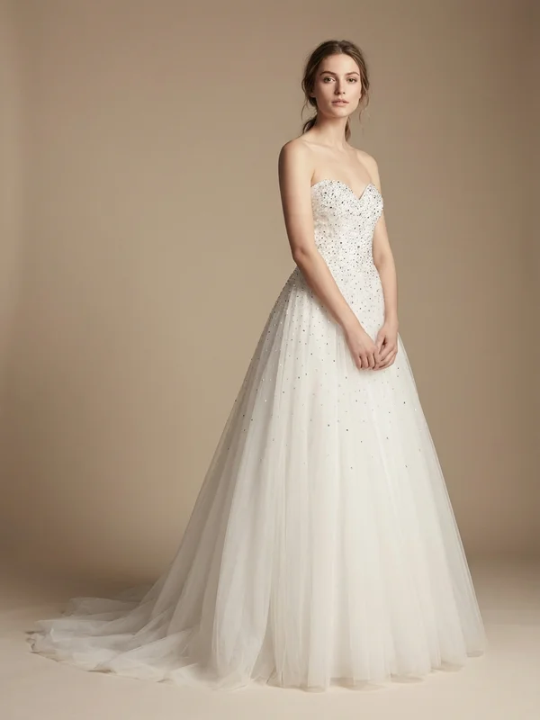 Arabella — White Tulle Sweetheart Ball Gown Wedding Dress with Sparkle Bodice - 1